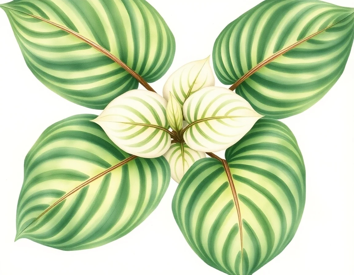 Watercolor illustration of Hosta 'Mossy Stone'