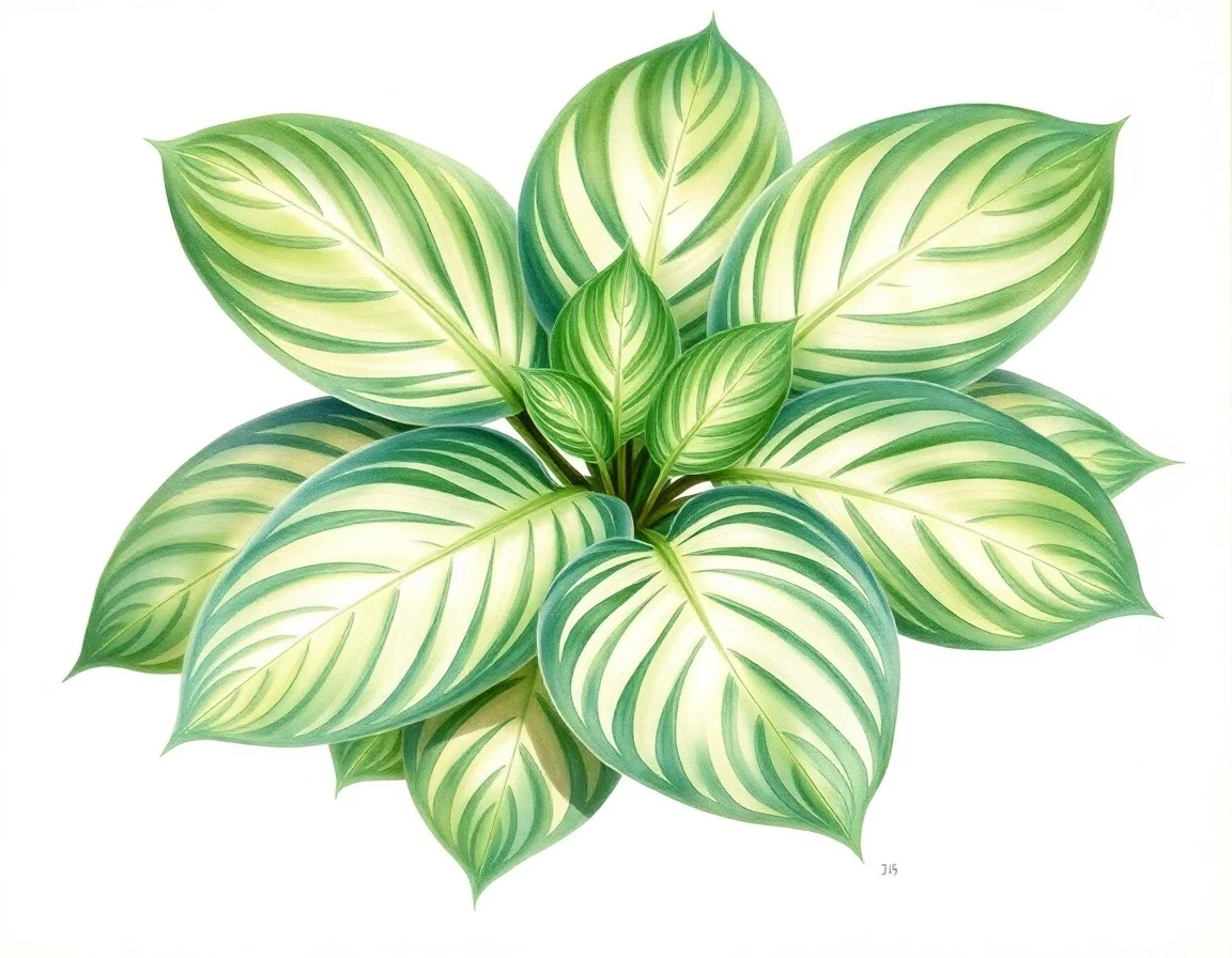 Watercolor illustration of Hosta 'Mount Daisen'