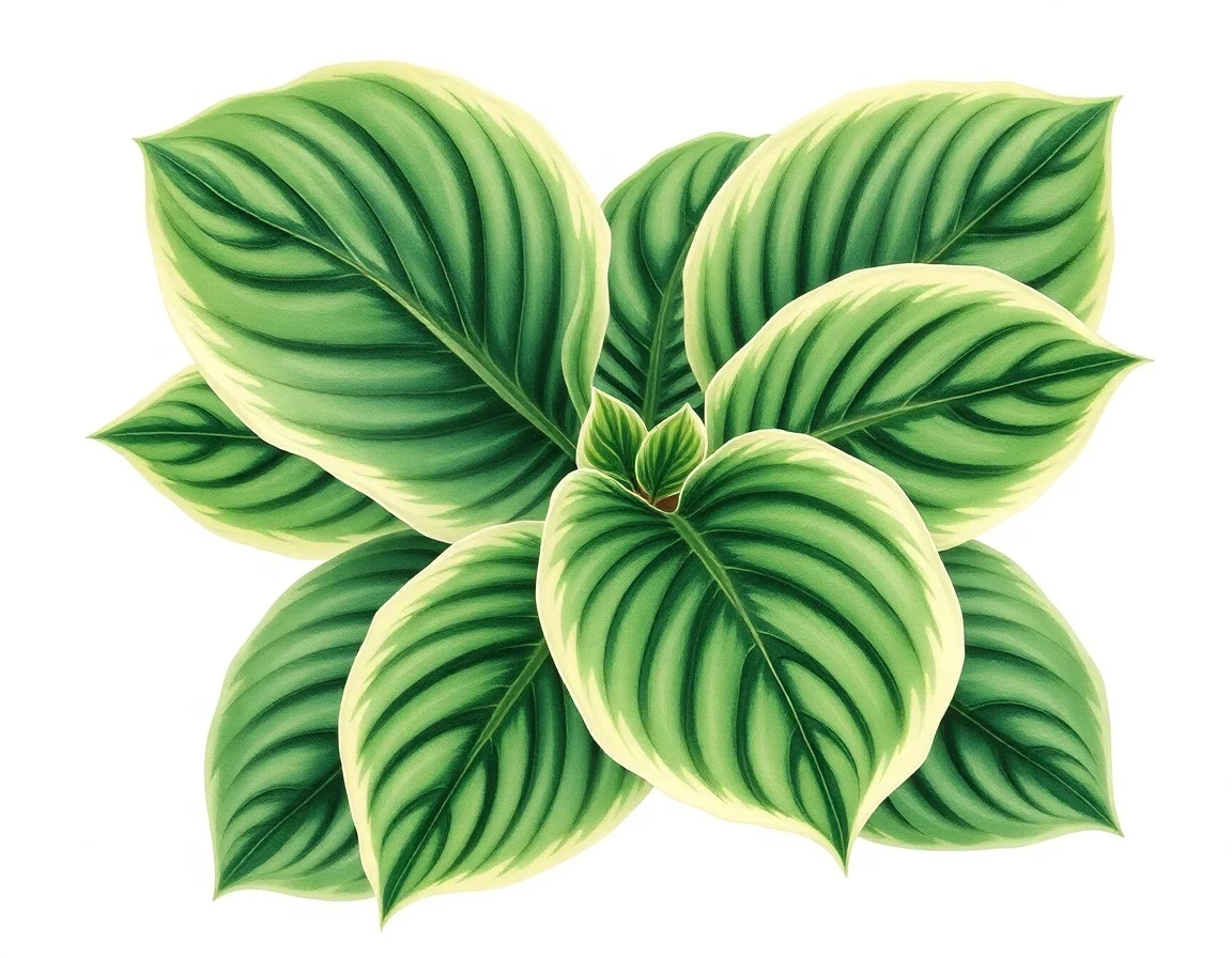 Watercolor illustration of Hosta 'Mountain Dew'