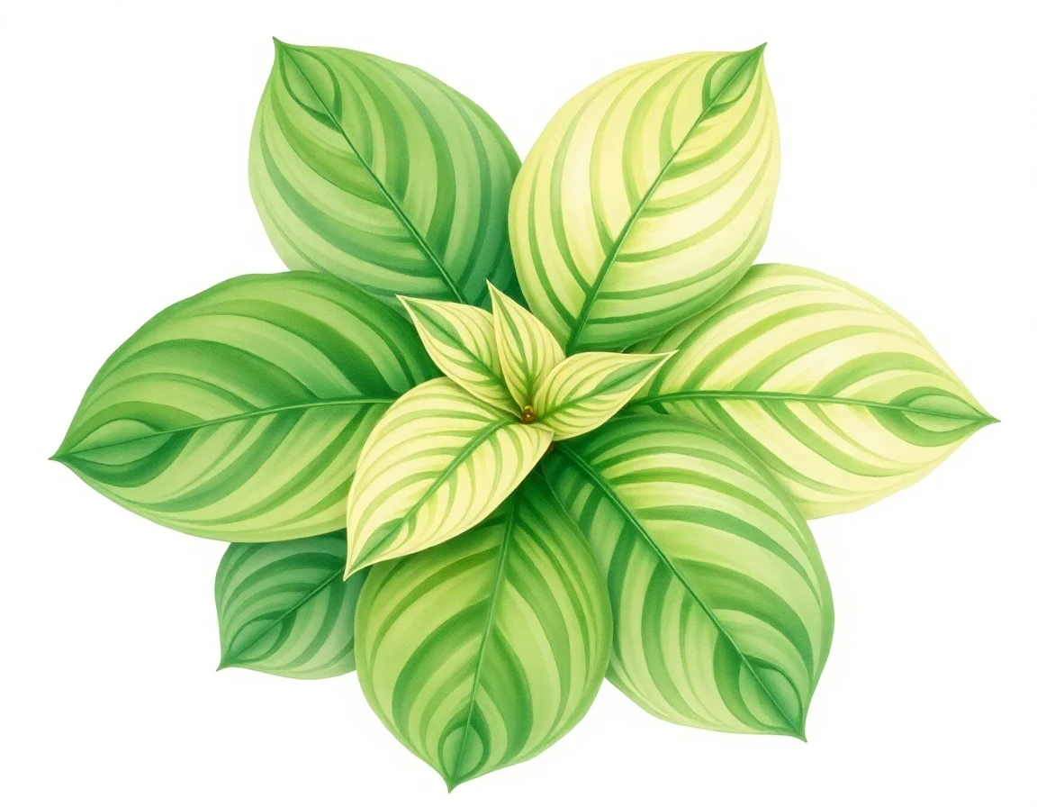 Watercolor illustration of Hosta 'Mountain King'