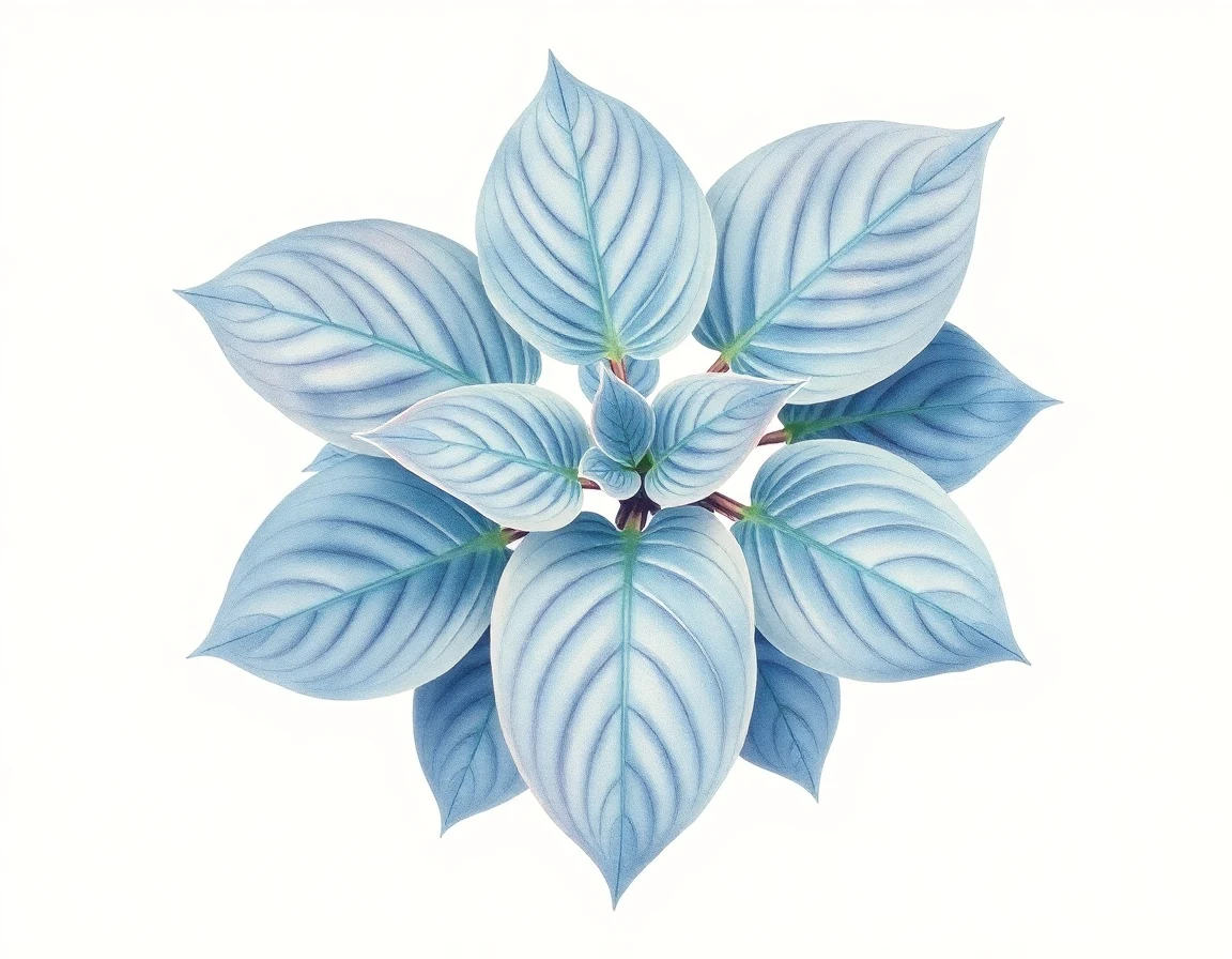 Watercolor illustration of Hosta 'Mouse Tracks'