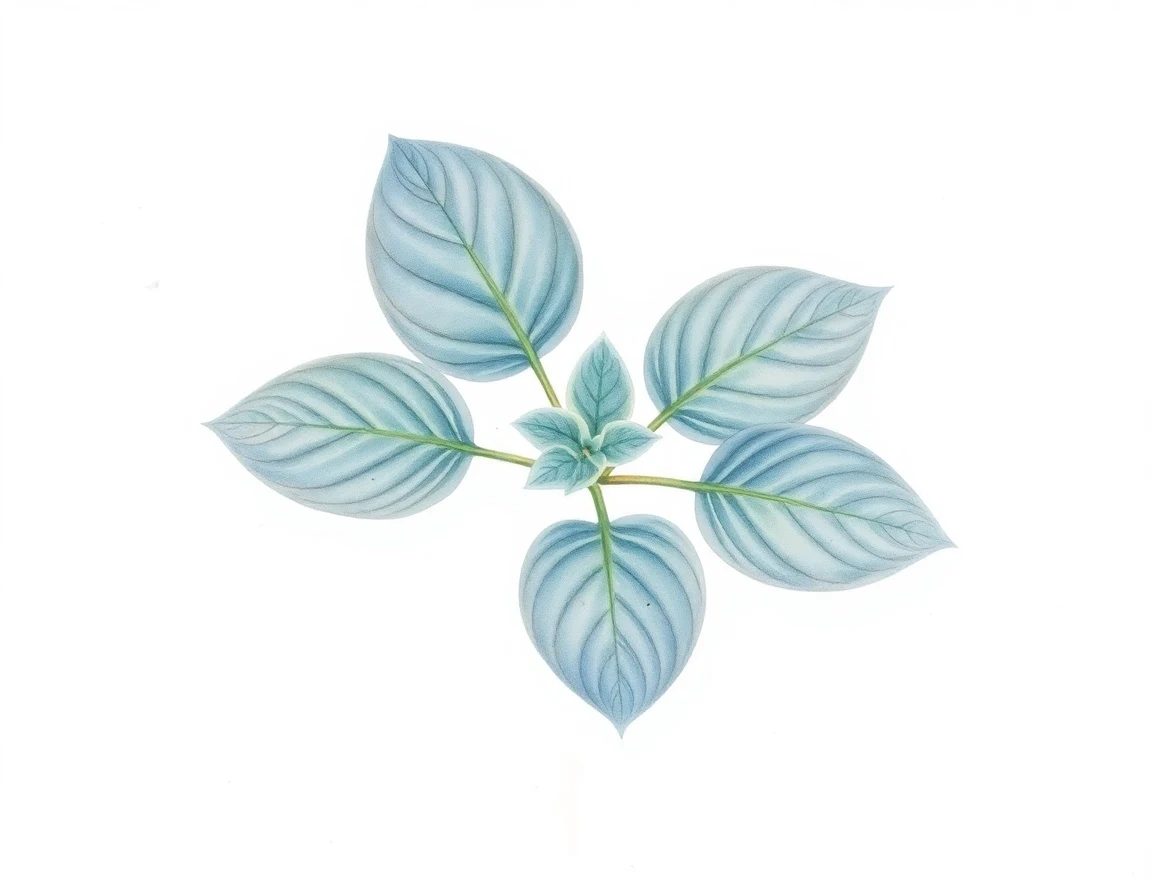 Watercolor illustration of Hosta 'Mr Blue'