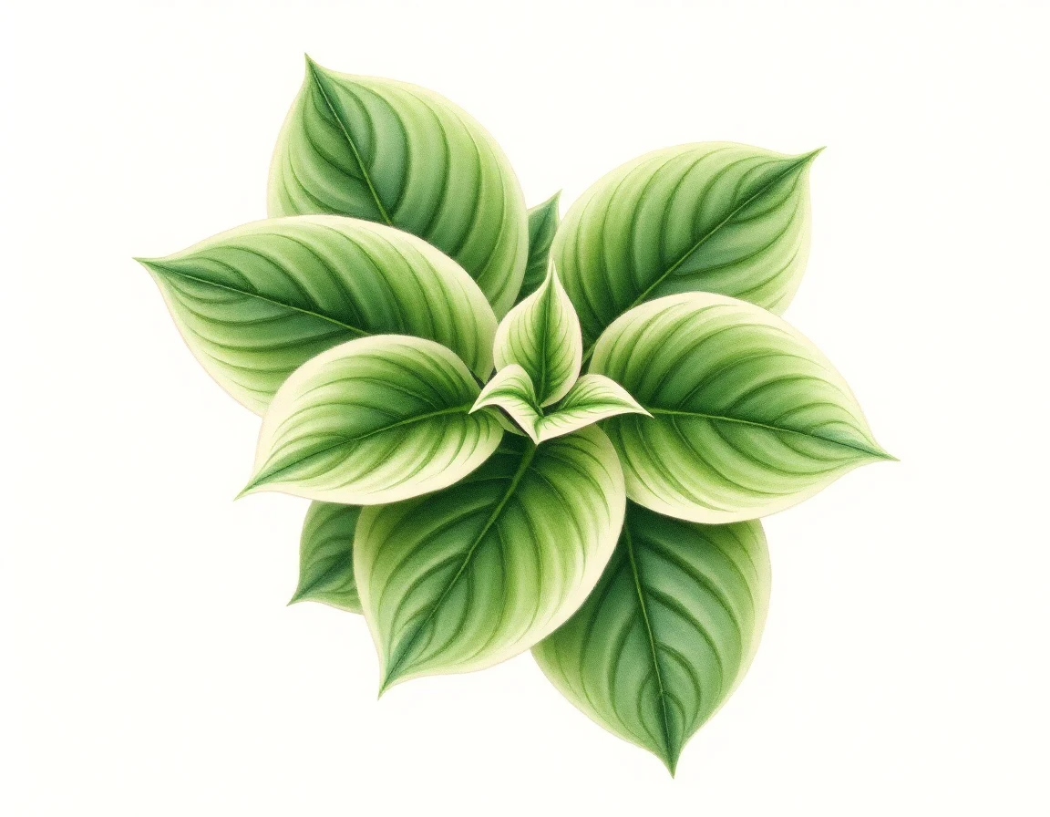 Watercolor illustration of Hosta 'Muffie'
