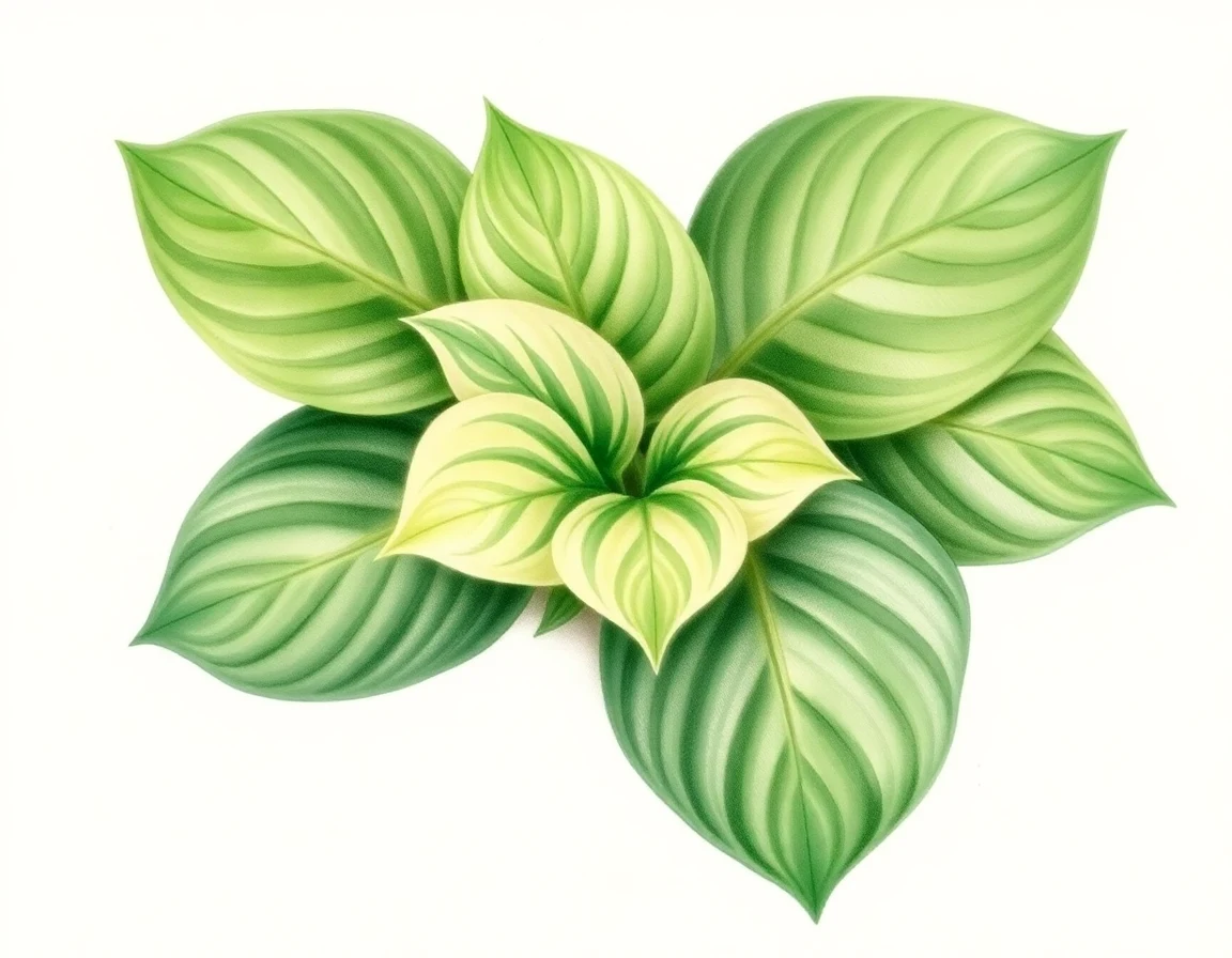 Watercolor illustration of Hosta 'My Heart'