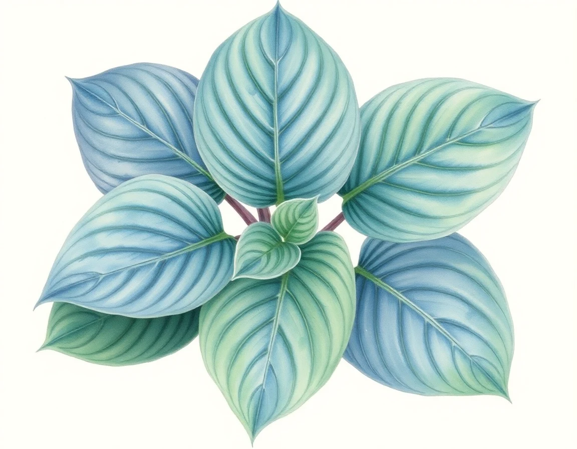 Watercolor illustration of Hosta 'My Lucky Star'