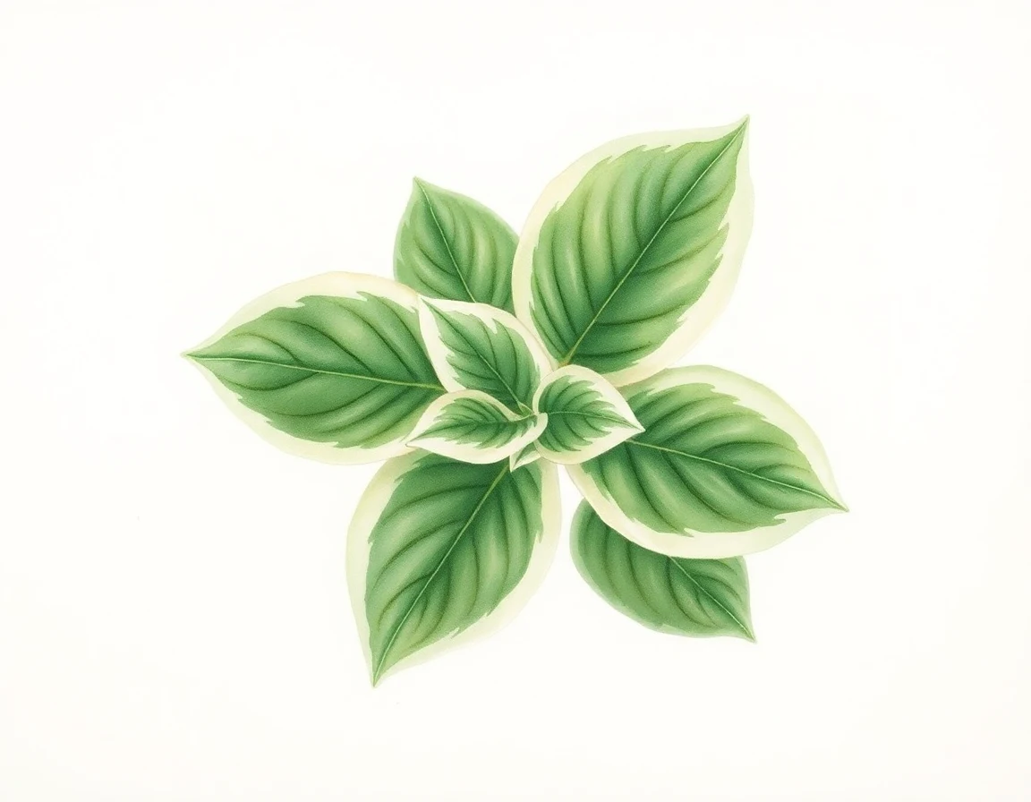 Watercolor illustration of Hosta 'My Old Flame'