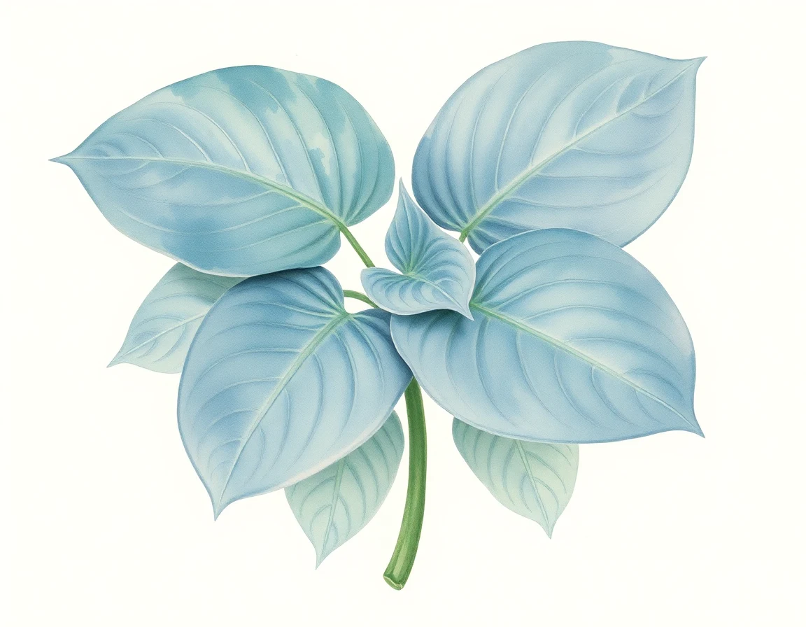 Watercolor illustration of Hosta 'Mystic Star'
