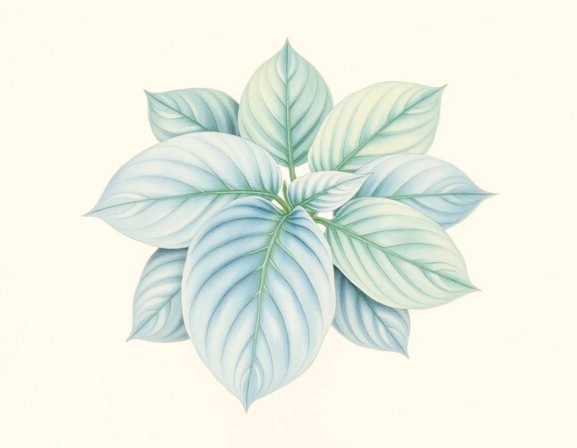 Watercolor illustration of Hosta 'Nathan Hale'