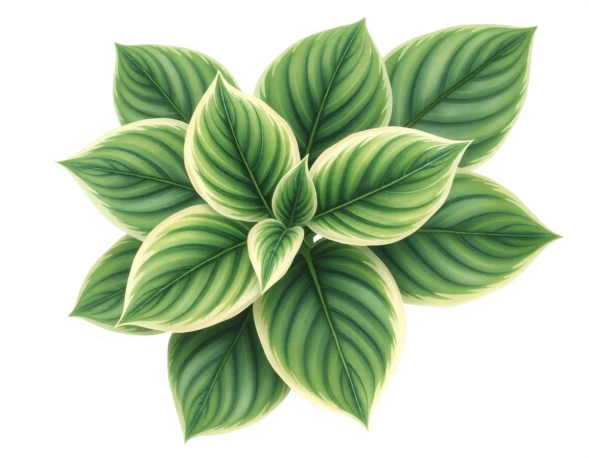 Watercolor illustration of Hosta 'Nathan Nirvana'
