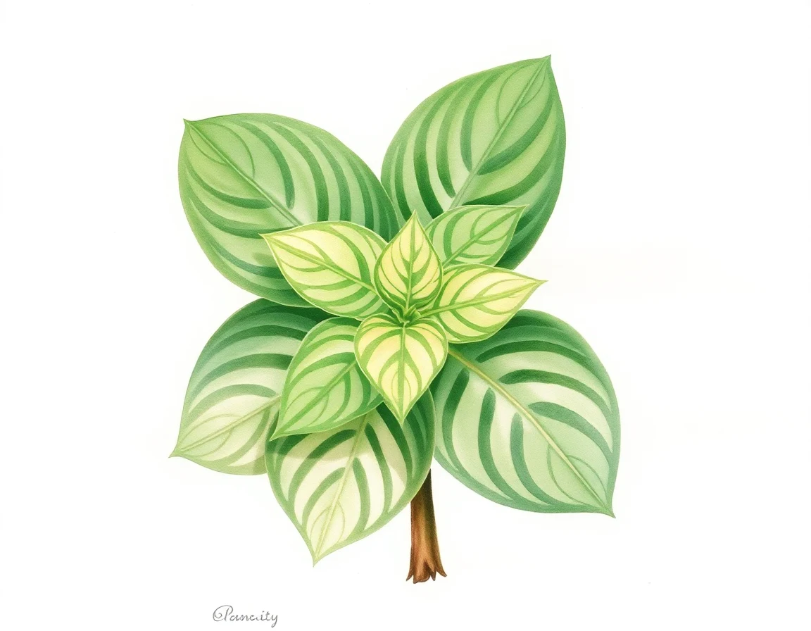 Watercolor illustration of Hosta 'Nellie Grey'