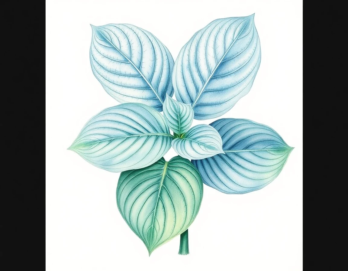 Watercolor illustration of Hosta 'New Moon'