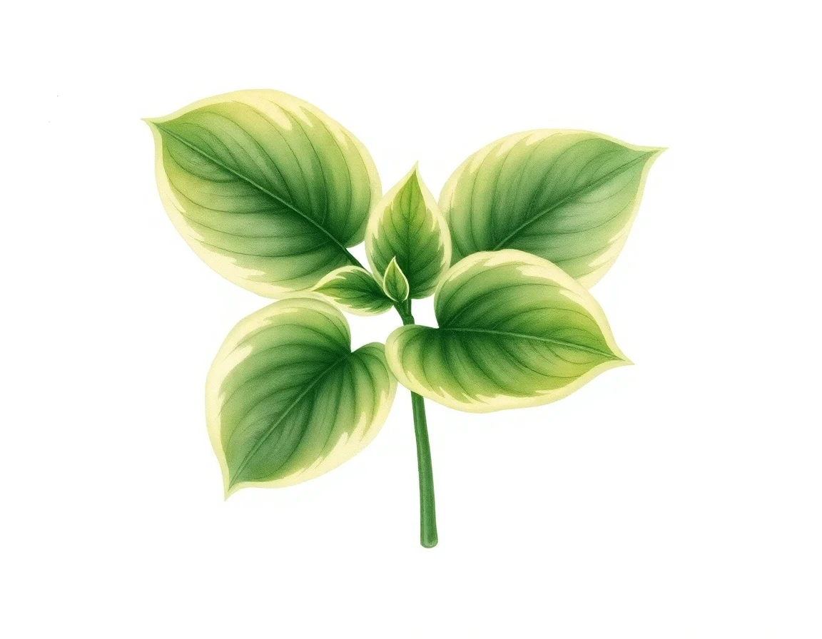 Watercolor illustration of Hosta 'New Tradition'