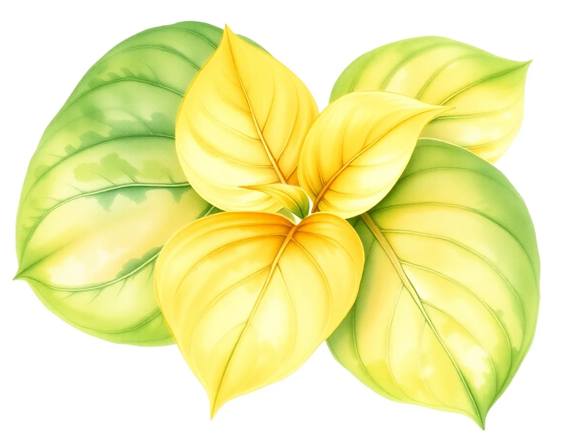 Watercolor illustration of Hosta 'Newberry Gold'
