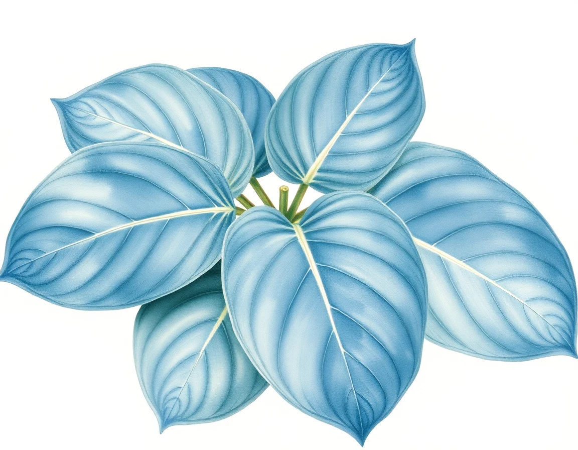 Watercolor illustration of Hosta 'Niagara Falls'