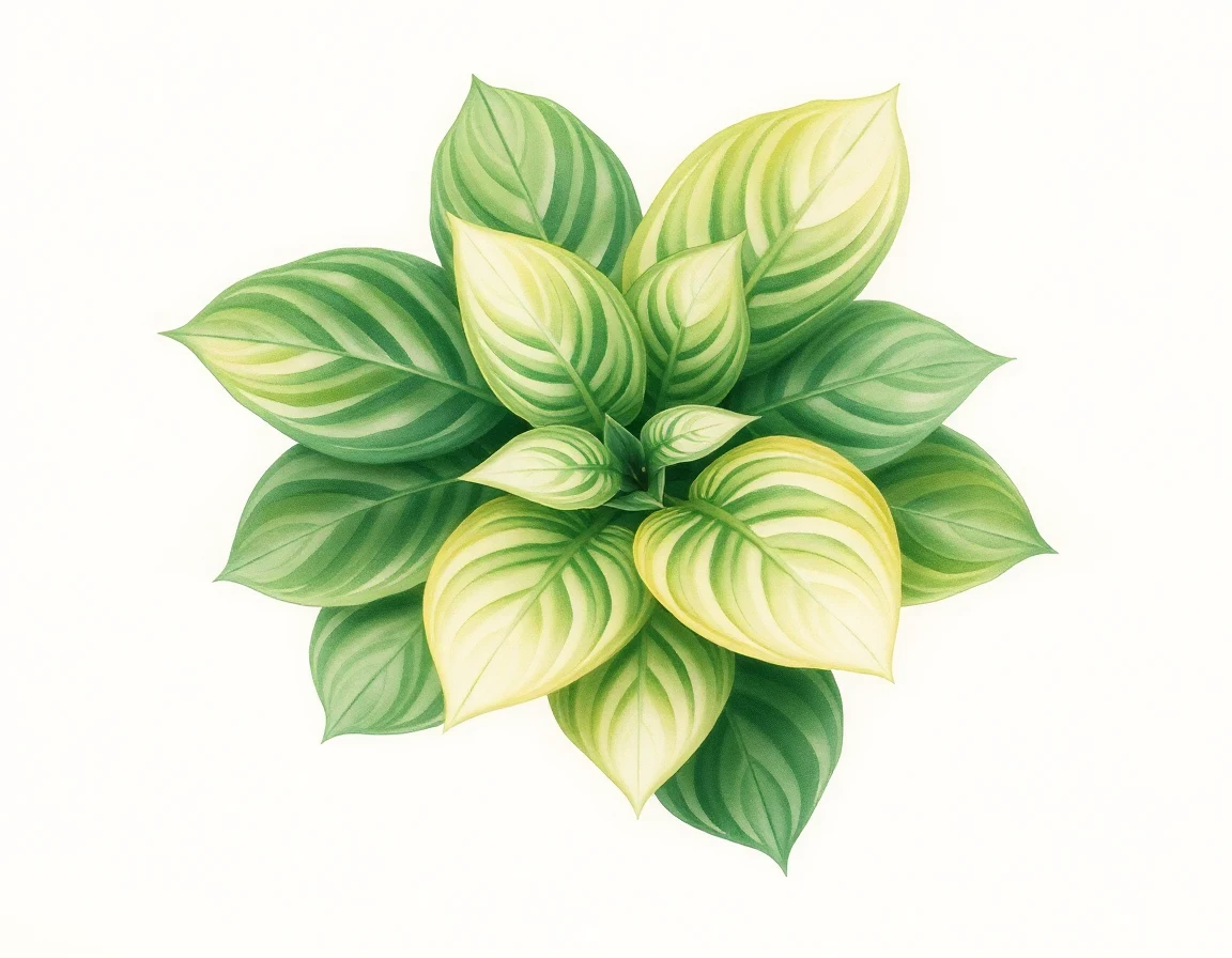 Watercolor illustration of Hosta 'Nicola'