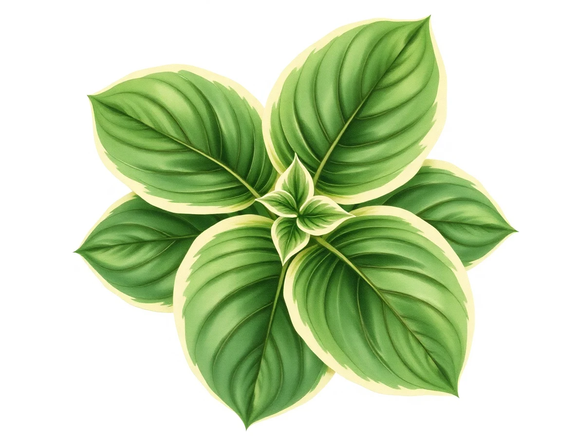 Watercolor illustration of Hosta 'Night and Day'