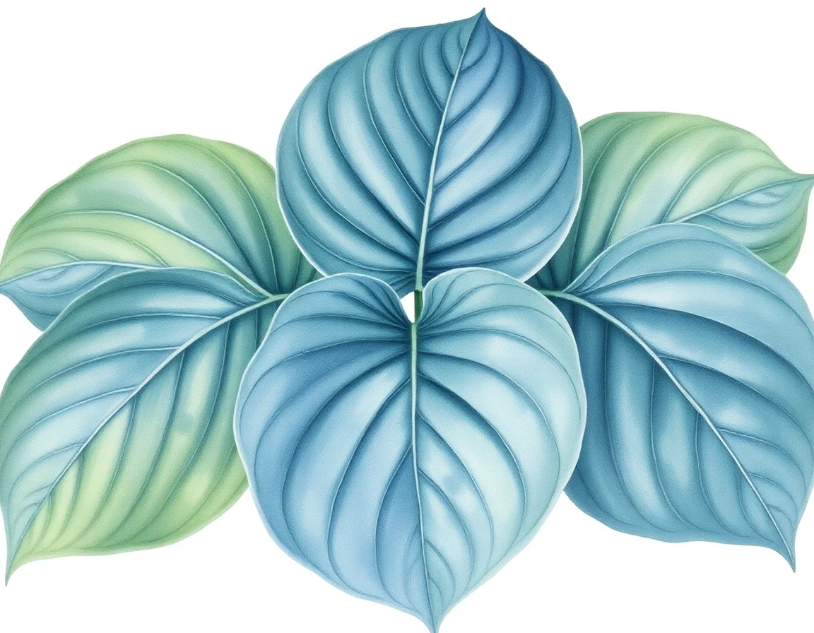 Watercolor illustration of Hosta 'Noah's Ark'