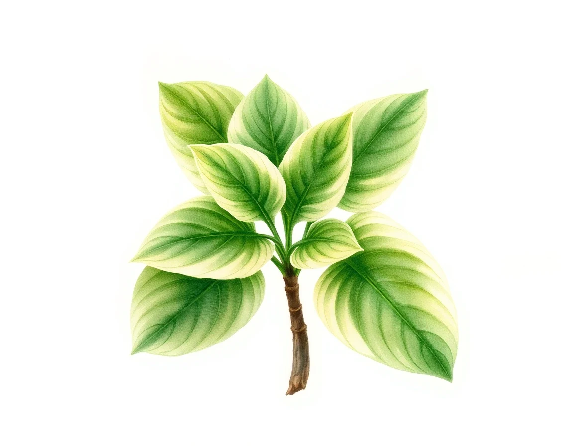 Watercolor illustration of Hosta 'Noah's Rainbow'