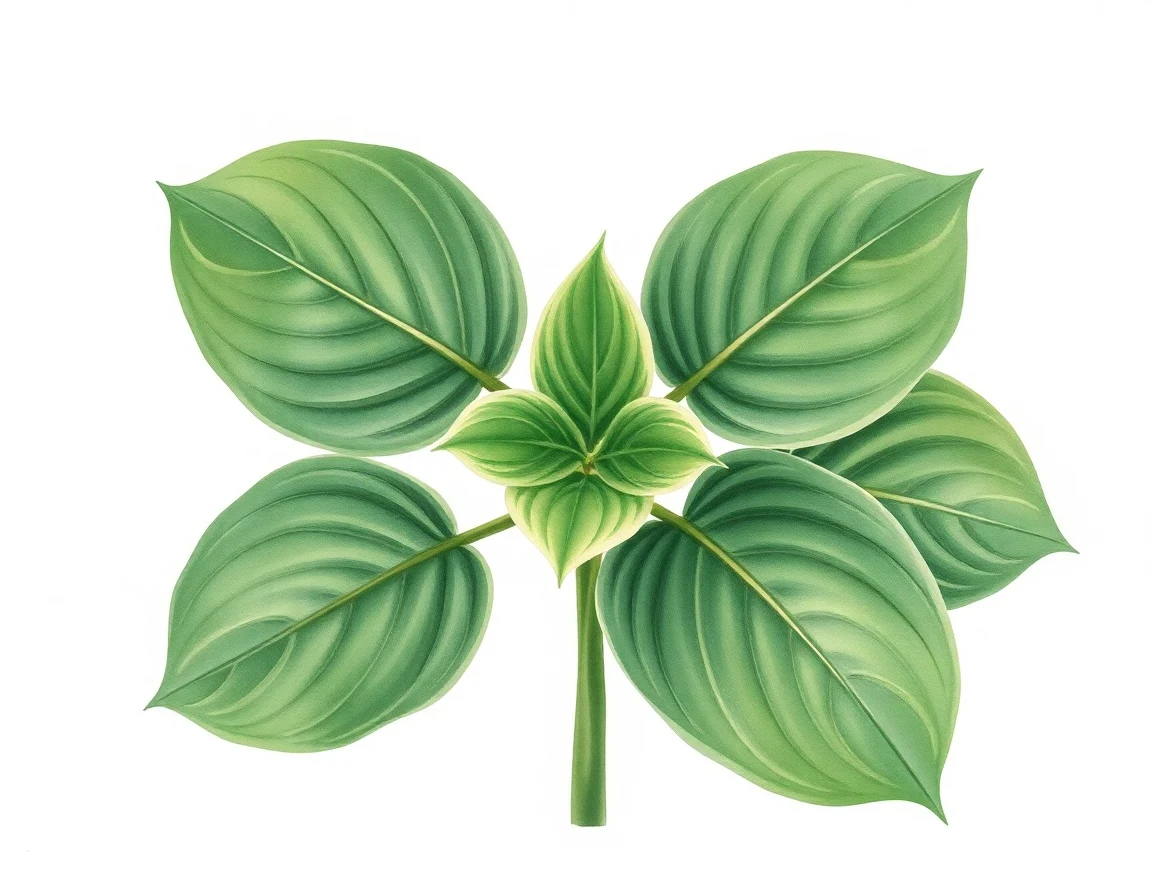Watercolor illustration of Hosta 'Noel'