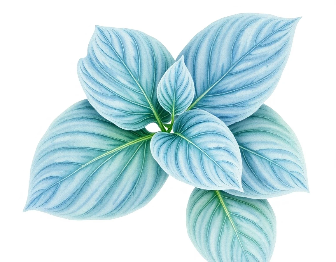 Watercolor illustration of Hosta 'Nordatlantik'