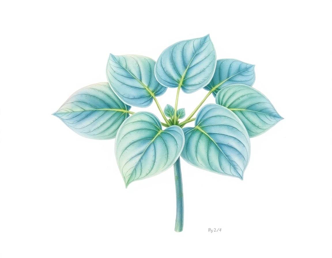 Watercolor illustration of Hosta 'Nordic Racer'