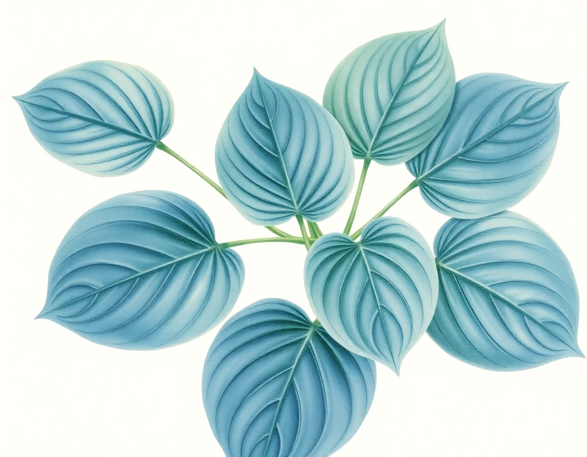 Watercolor illustration of Hosta 'North Wind'