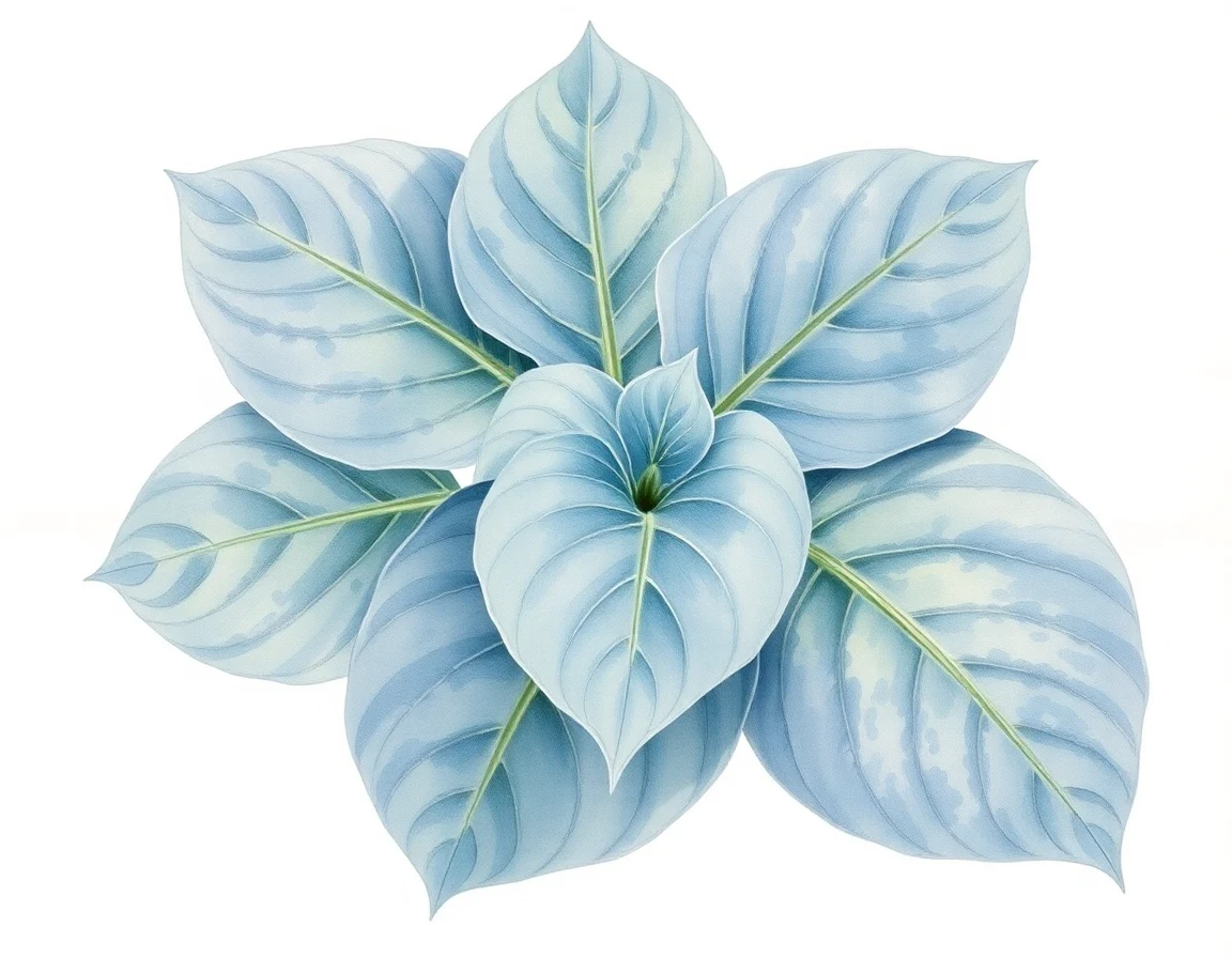 Watercolor illustration of Hosta 'Northern Halo'