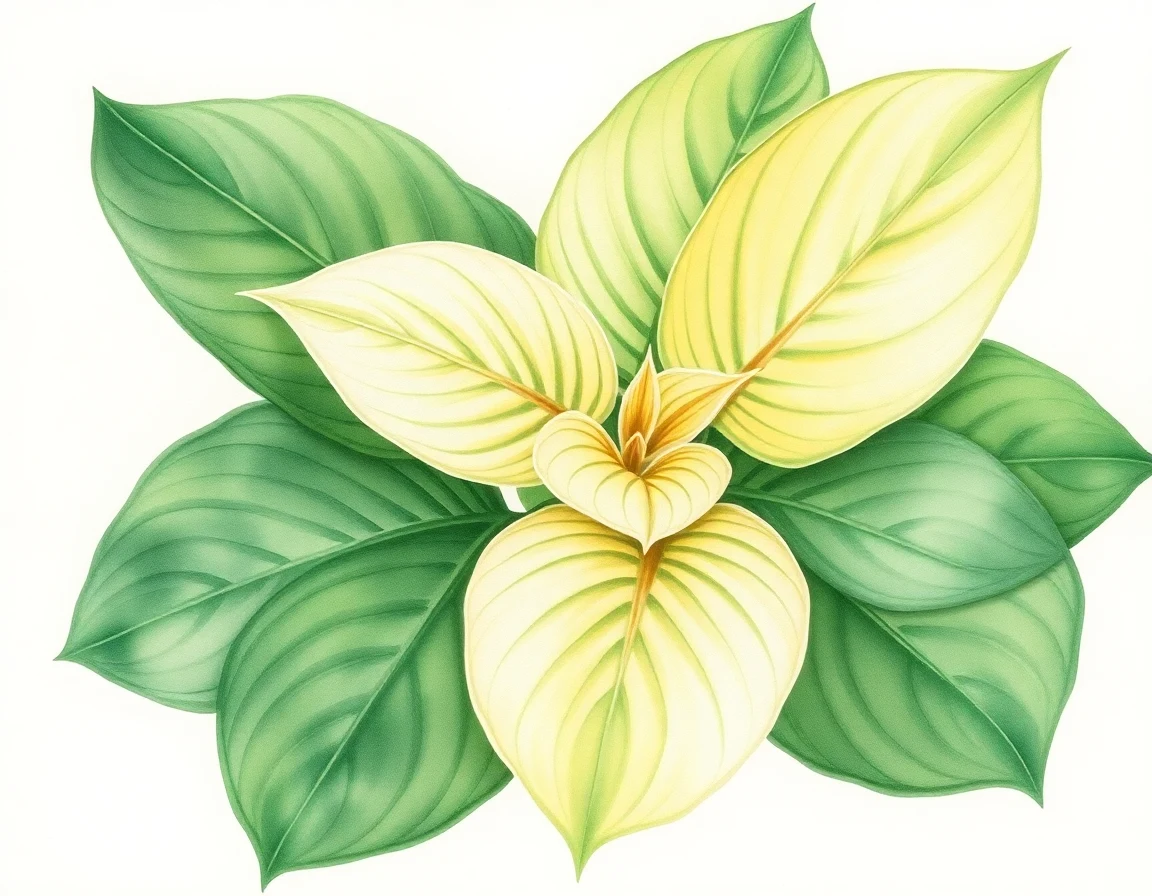Watercolor illustration of Hosta 'Northern Mist'