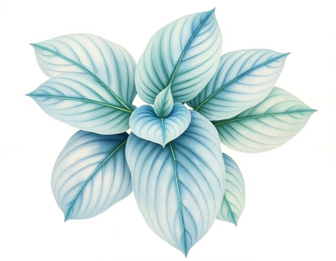 Watercolor illustration of Hosta 'Northland Queen'