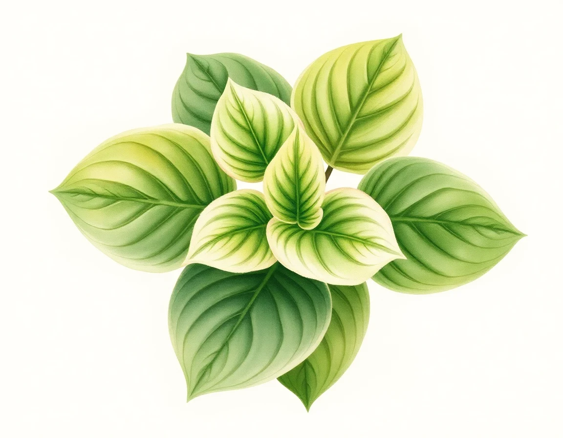 Watercolor illustration of Hosta 'Nougat'