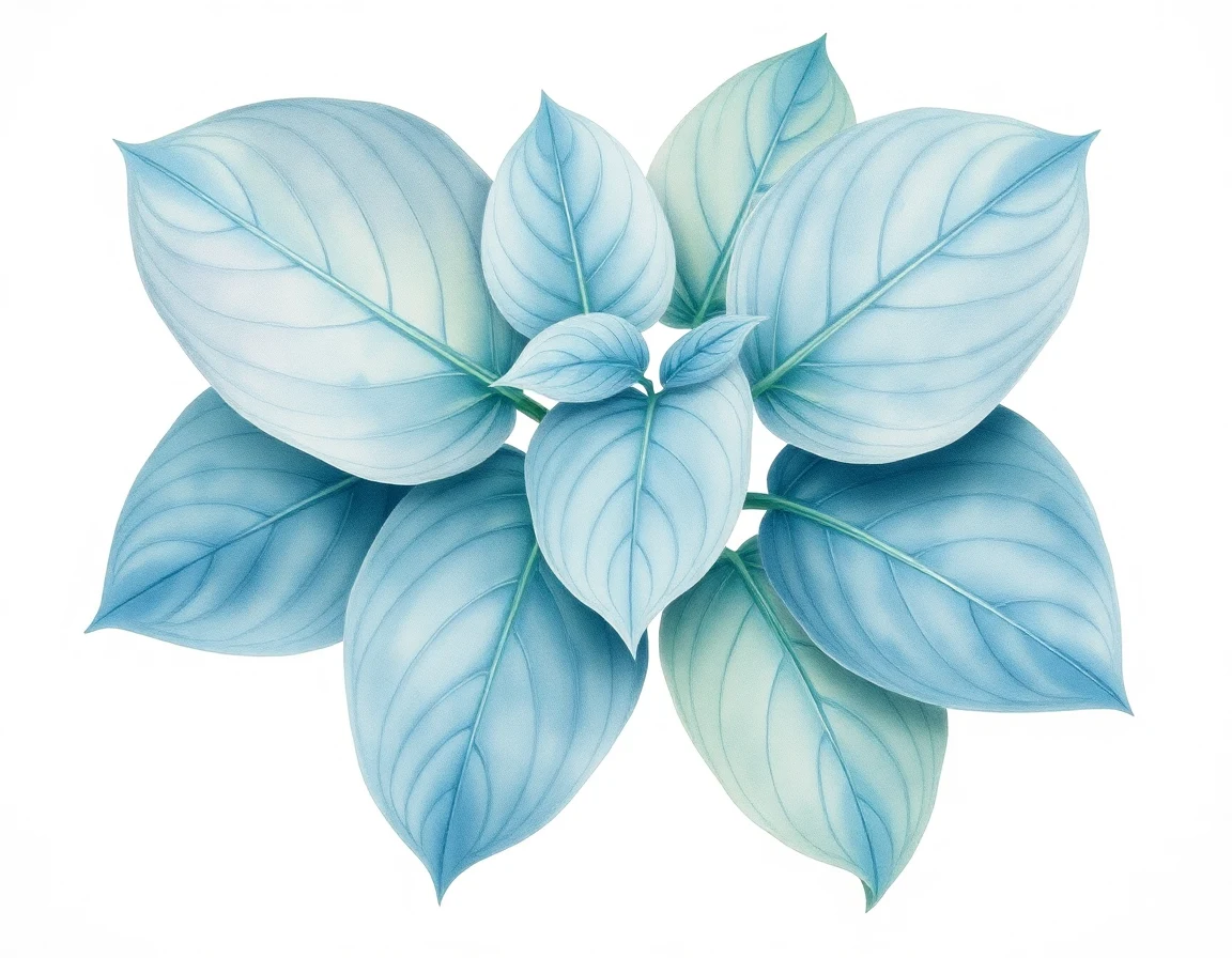 Watercolor illustration of Hosta 'NYPD Blue'