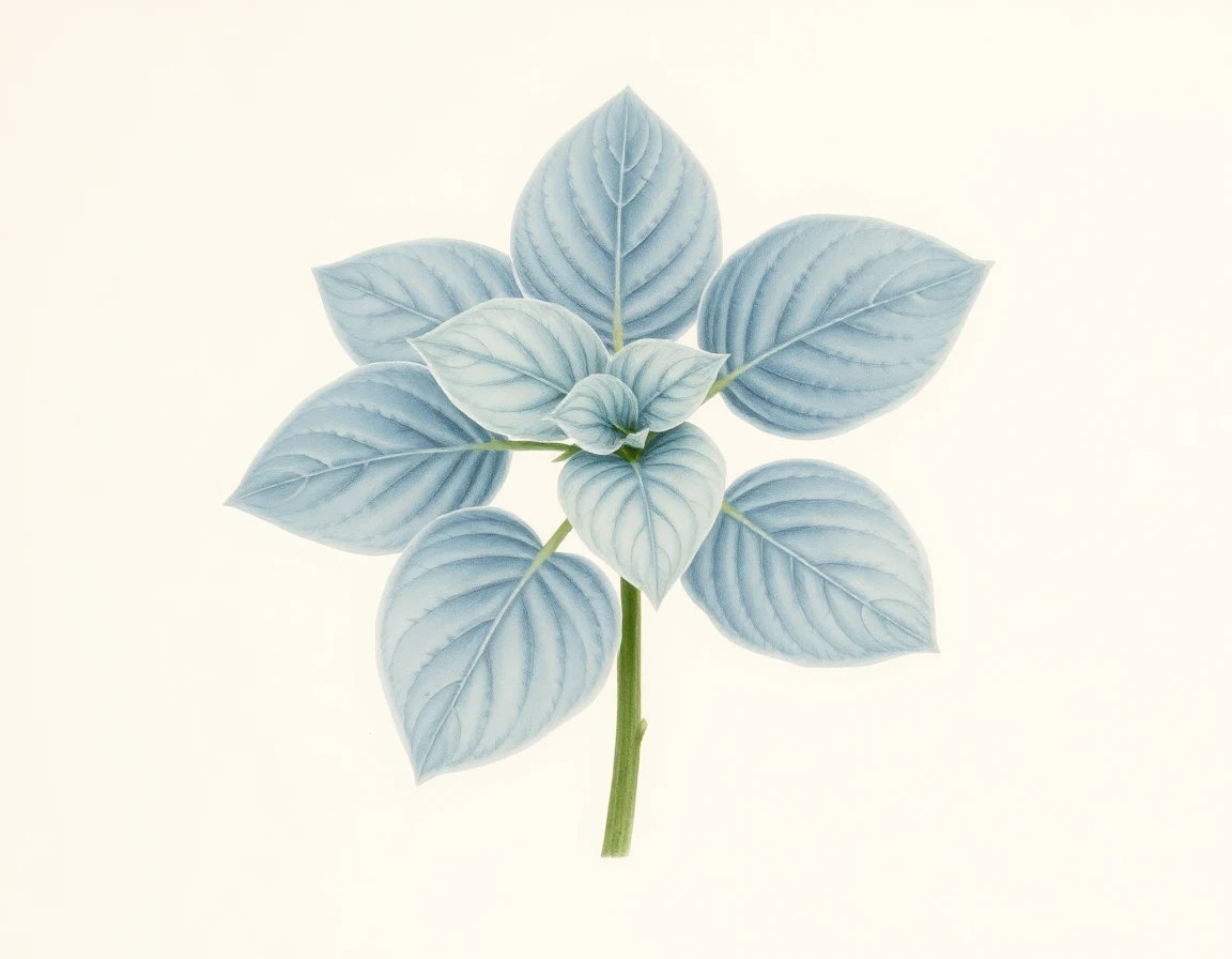 Watercolor illustration of Hosta 'Oakview'