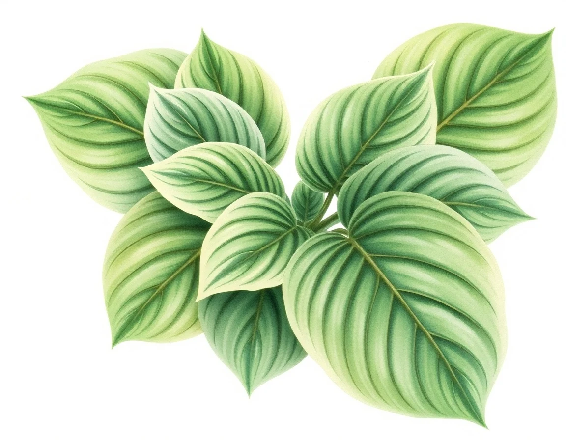 Watercolor illustration of Hosta 'Oberland Advanced Technology'