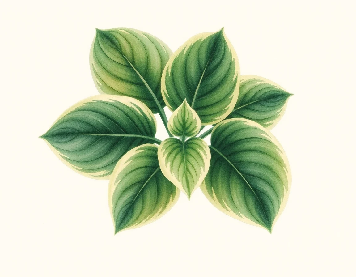 Watercolor illustration of Hosta 'Oberland Spring Air'
