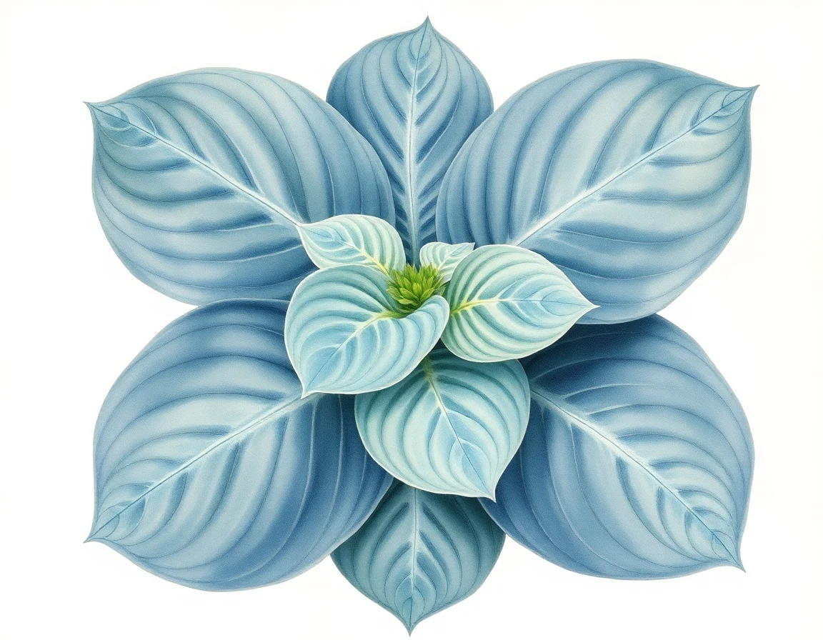 Watercolor illustration of Hosta 'Ocean Isle'