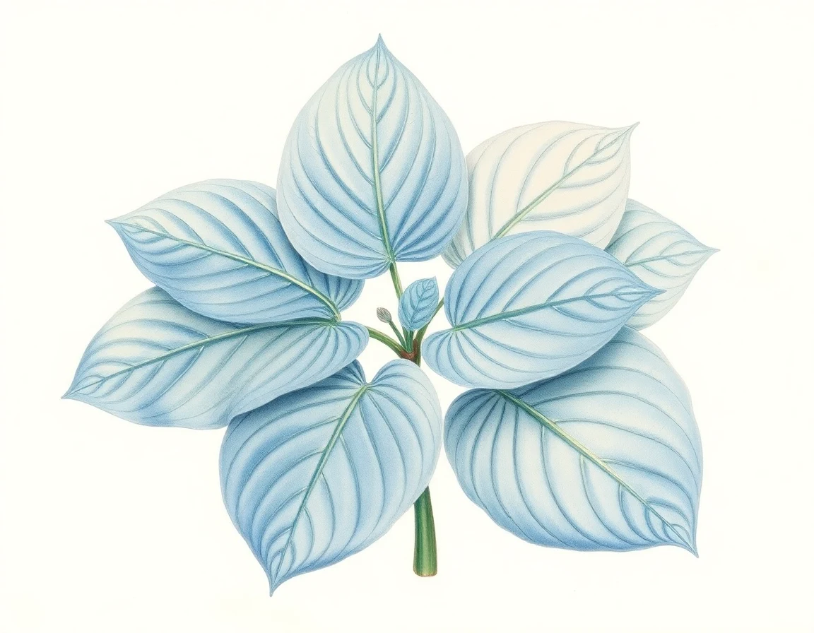 Watercolor illustration of Hosta 'Oceans Blue'