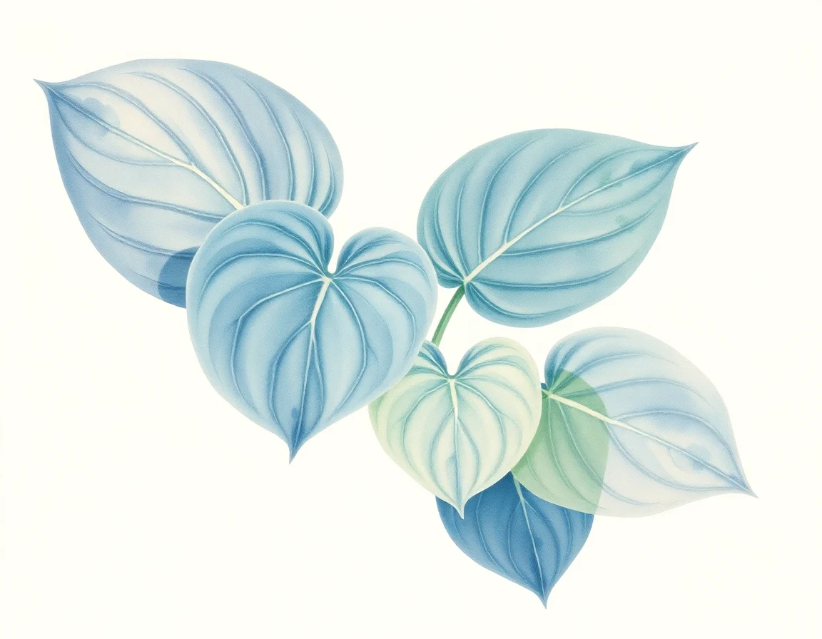 Watercolor illustration of Hosta 'October Sky'
