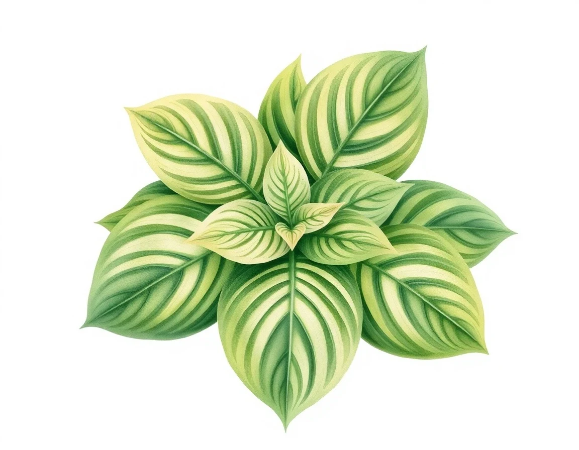 Watercolor illustration of Hosta 'Odyssey'