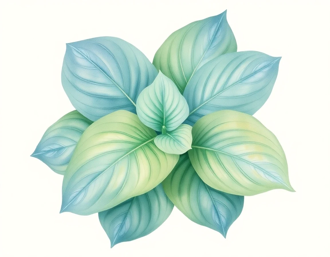 Watercolor illustration of Hosta 'Ohh! Blue Beacon'