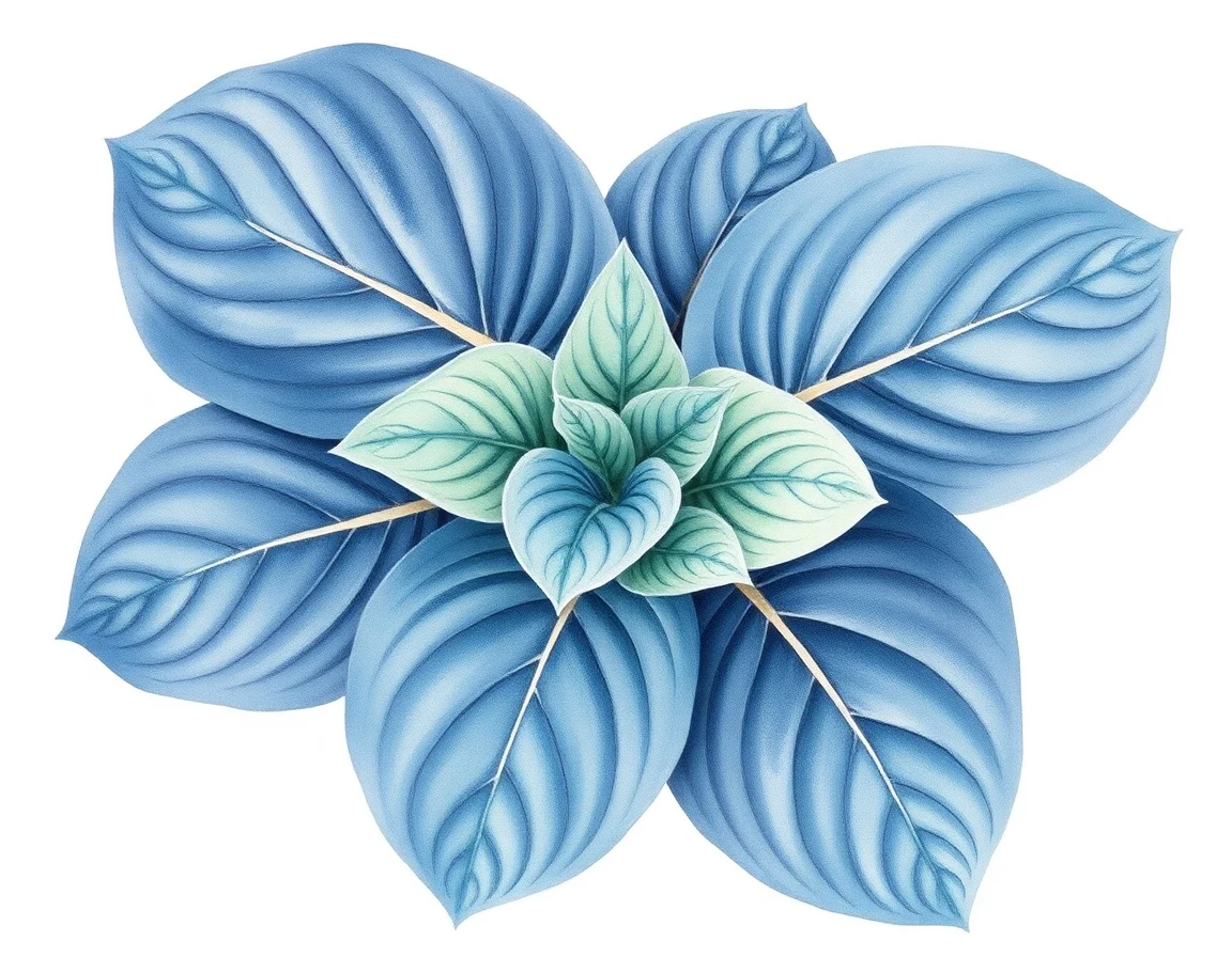 Watercolor illustration of Hosta 'Ohh! Blue Bounty'