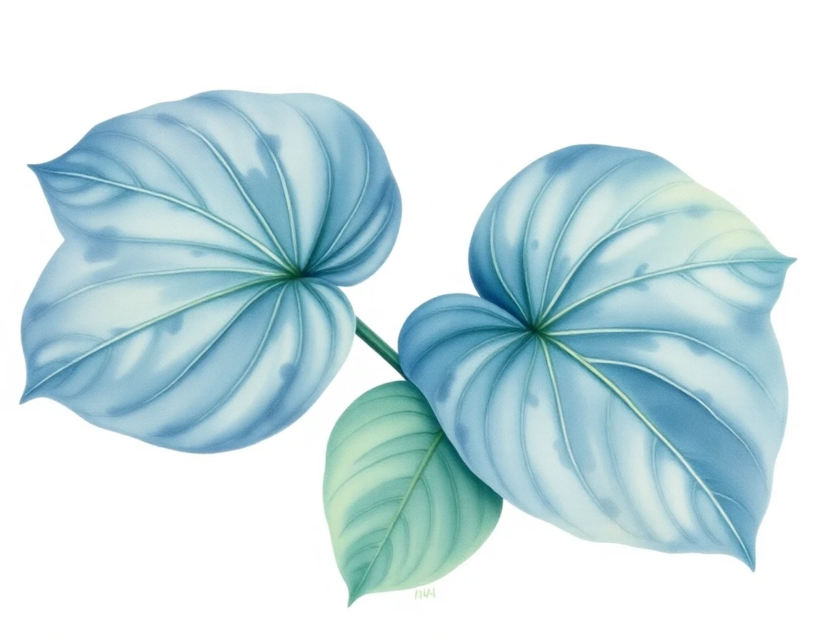 Watercolor illustration of Hosta 'Ohh! Blue Bruiser'