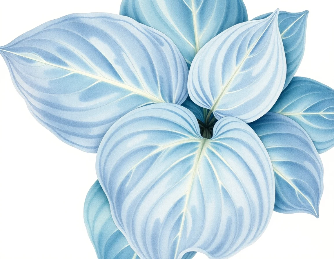 Watercolor illustration of Hosta 'Ohh! Elvira'