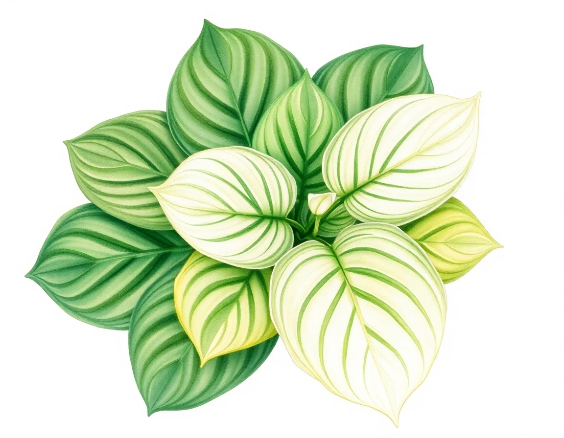 Watercolor illustration of Hosta 'Okazaki'