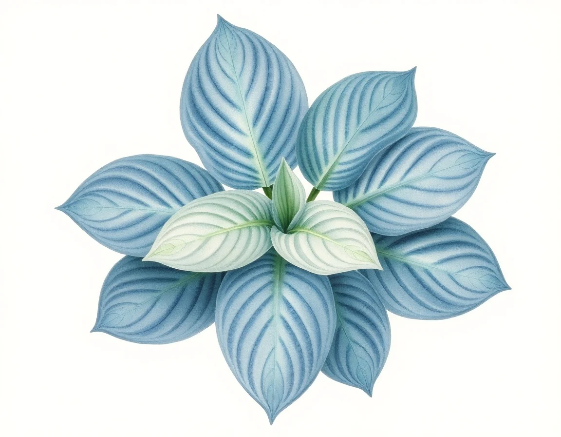 Watercolor illustration of Hosta 'Old Black Magic'
