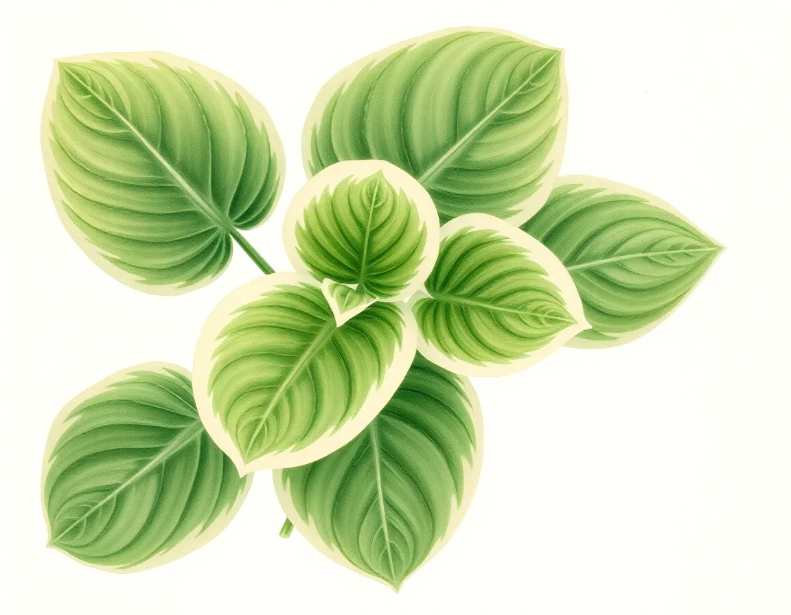 Watercolor illustration of Hosta 'Olympic Glacier'