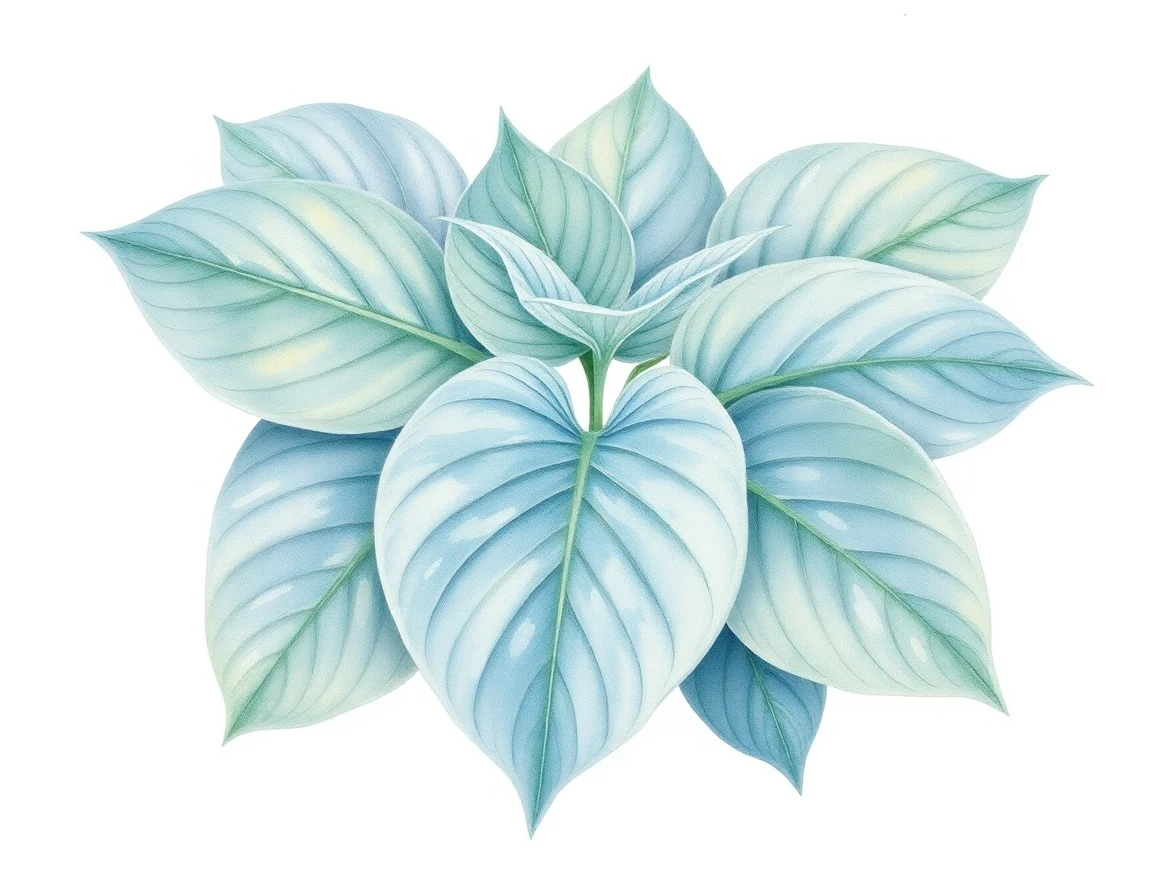 Watercolor illustration of Hosta 'On Golden Pond'