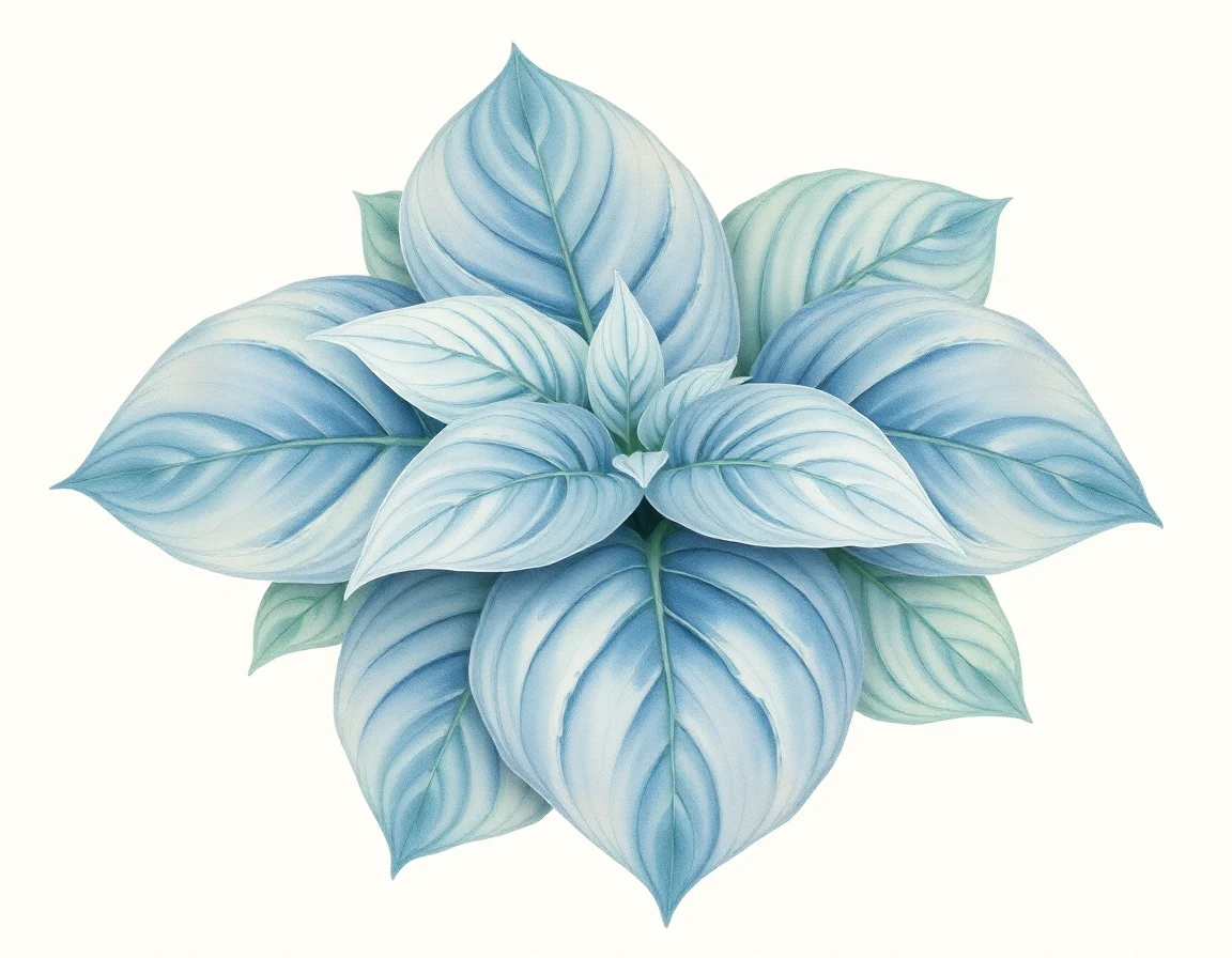 Watercolor illustration of Hosta 'Orinoco Flow'