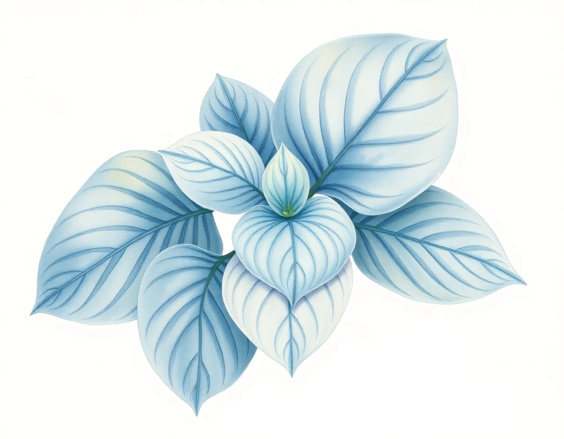 Watercolor illustration of Hosta 'Oshima Silk'