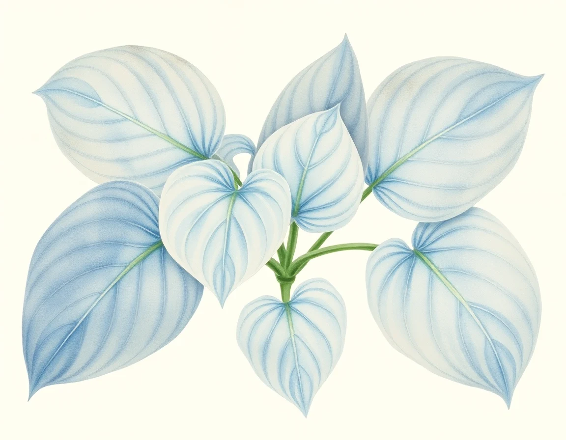 Watercolor illustration of Hosta 'Osprey'
