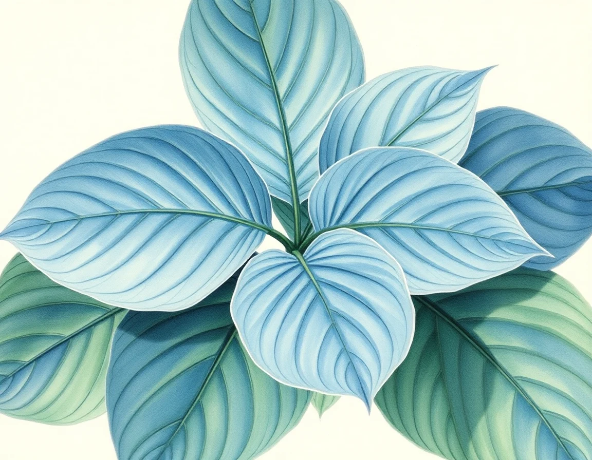 Watercolor illustration of Hosta 'Out of the Blue'